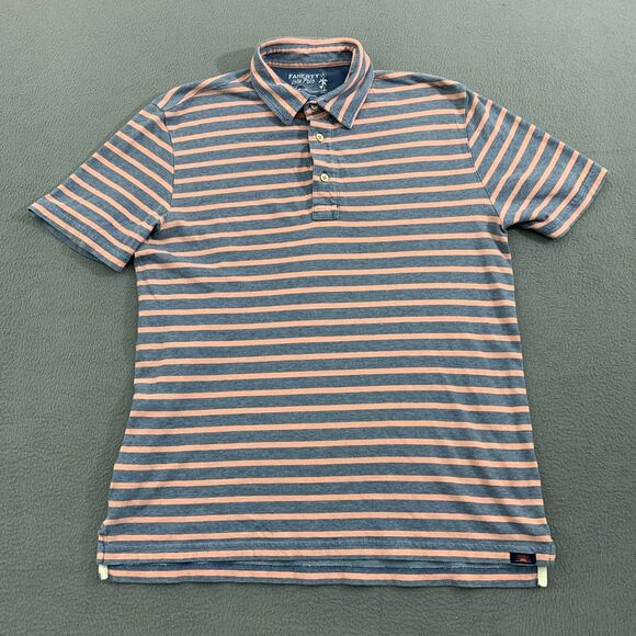 Faherty Isle Golf Polo Shirt Mens Small Gray Peach Striped Short Sleeve - Picture 1 of 13